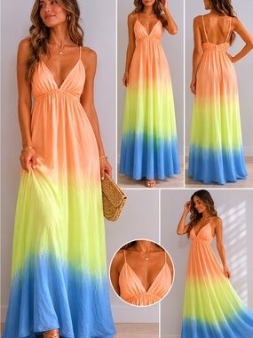🌅 Tiare Hawaii Daydream Ombre Cami Maxi Dress • One Size